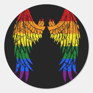 Pegatina Redonda Gay arcoiris colorido del ala LGBT LGBT