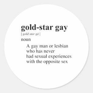 PEGATINA REDONDA GAY CON ESTRELLA DE ORO