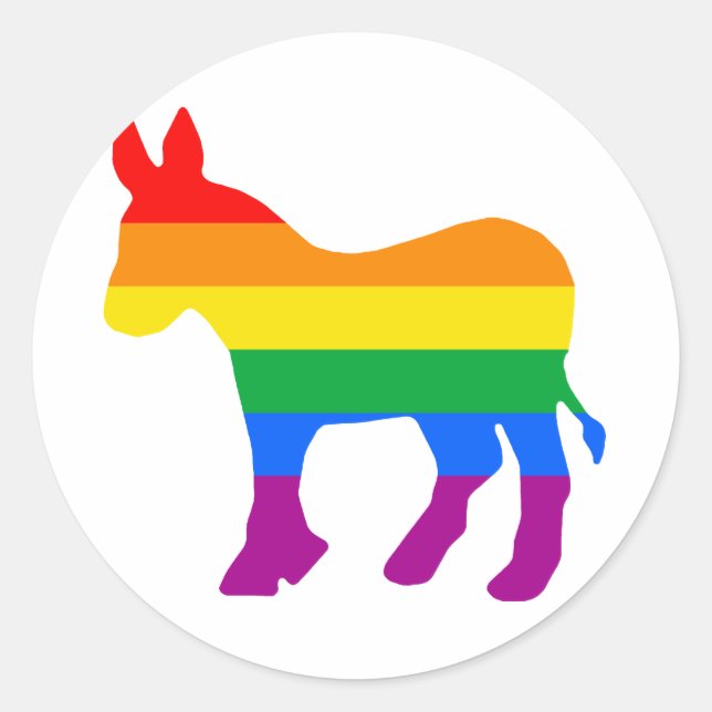 PEGATINA REDONDA GAY DEMOCRAT (Anverso)