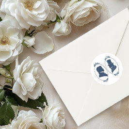 Pegatina Redonda Gay Grooms Regency Blue Rosas