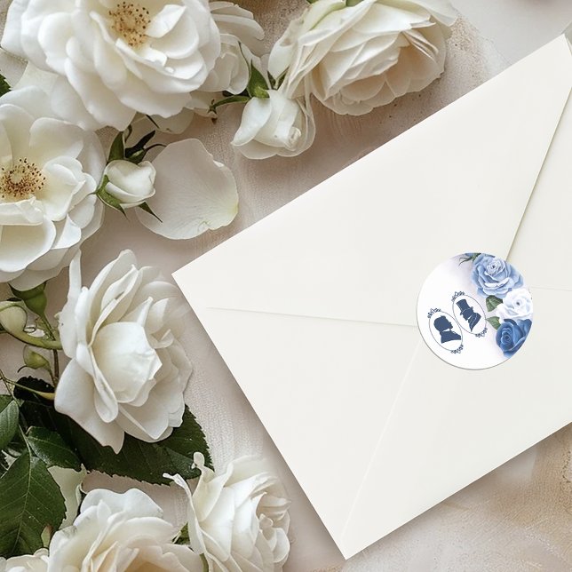 Pegatina Redonda Gay Grooms Regency Blue Rosas (Subido por el creador)