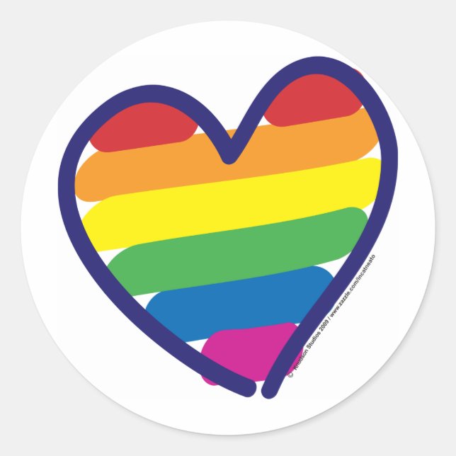 Pegatina Redonda GAY-PRIDE-HEART-In-Catneato (Anverso)