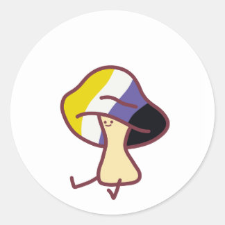Pegatina Redonda Gay Pride Non-Binary Mushroom Sticker