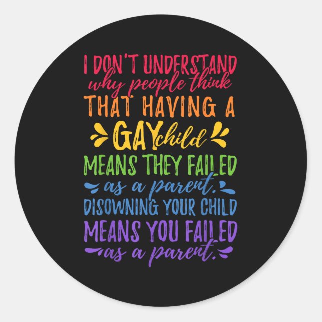 Pegatina Redonda Gay Pride - Proud Parent Mom Dad Parenting Quote  (Anverso)