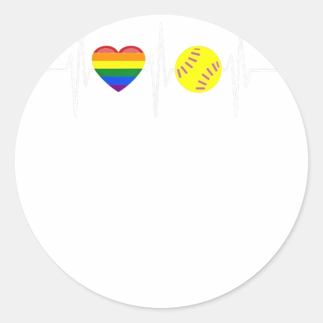 Pegatina Redonda Gay Softball Shirt Jugador de Softball Orgullo Gay (Anverso)