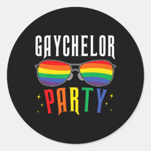 Pegatina Redonda Gaychelor gay lesbian Lgbtq Orgullo Despedida de s