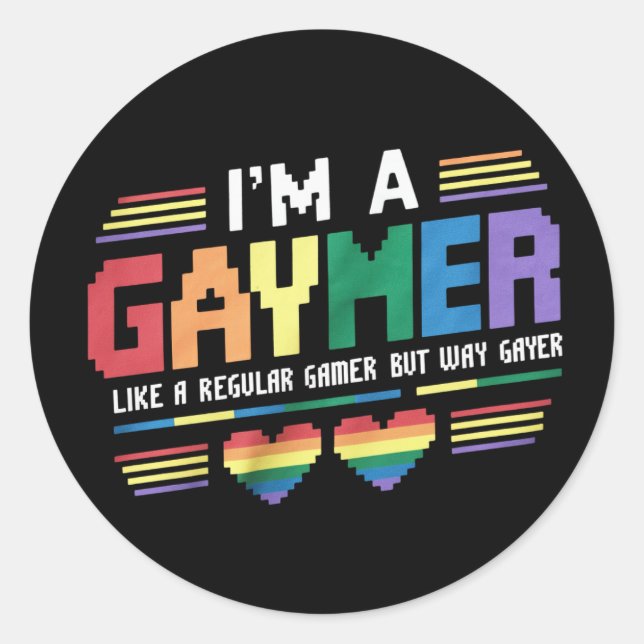 Pegatina Redonda Gaymer Como Un Jugador Regular Pero Cómo Gayer Gam (Anverso)
