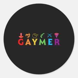 Pegatina Redonda Gaymer Divertido Orgullo Lgbt Gamer Gay Amante De