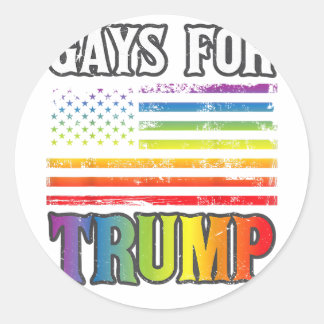 Pegatina Redonda Gays para Trump Orgullo LGBT Gay bandera arcoiris 