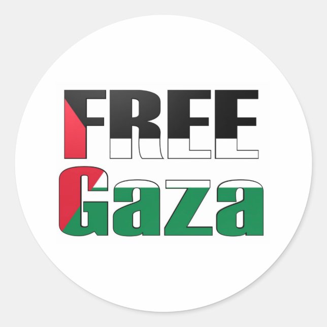 Pegatina Redonda Gaza libre (Anverso)