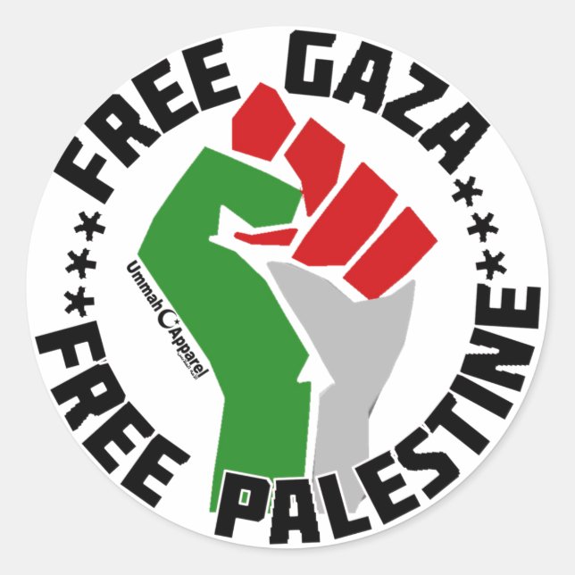 Pegatina Redonda gaza libre de palestina (Anverso)