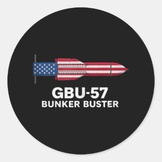 Pegatina Redonda Gbu-57 Bunker Buster American Flag 4th Of July Tan