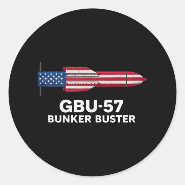 Pegatina Redonda Gbu-57 Bunker Buster American Flag 4th Of July Tan (Anverso)