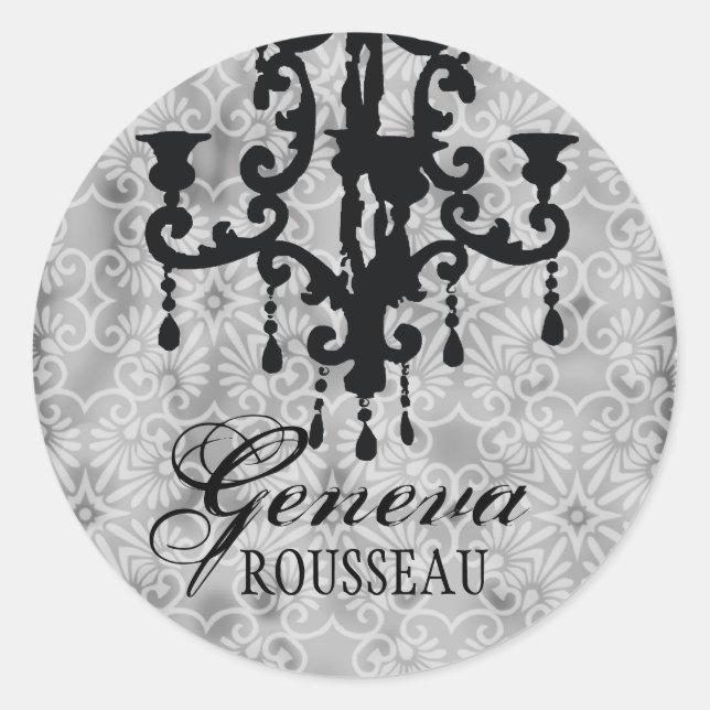 Pegatina Redonda GC | Vintage Chandelier Gris (Anverso)