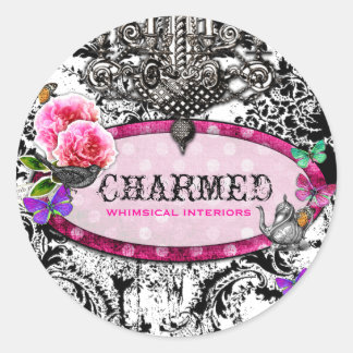 Pegatina Redonda GC Whimsical Vintage Black White