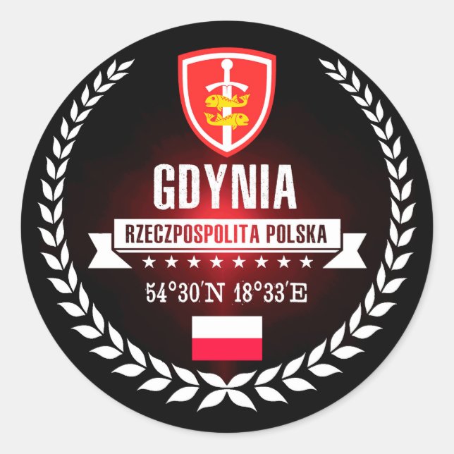 Pegatina Redonda Gdynia (Anverso)