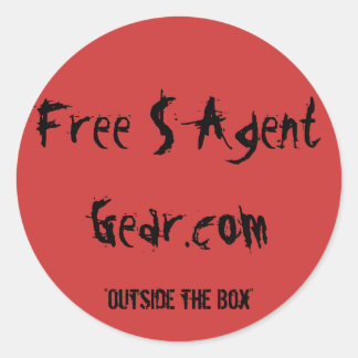 Pegatina Redonda GEAR DE AGENTE DE $ GRATIS,rojo,redondo,logotipo,p