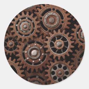 Pegatina Redonda Gears Steampunk