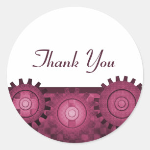 Pegatina Redonda Gears Steampunk Gracias Pegatinas, Rosa