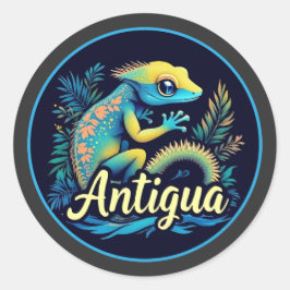 Pegatina Redonda Gecko caribeño de la isla Antigua