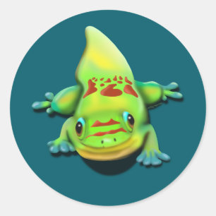 Pegatina Redonda Gecko del Día del Polvo Oro