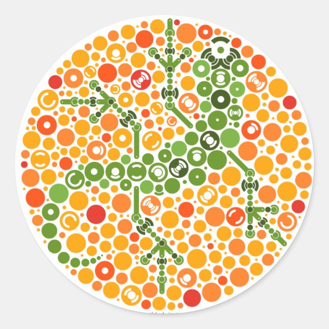 Pegatina Redonda Gecko inalámbrico, prueba de percepción de color (Anverso)