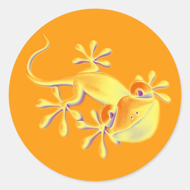 Pegatina Redonda Gecko sonriente - naranja (Anverso)