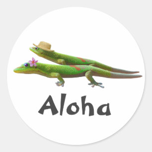 Pegatina Redonda Geckos hawaianos
