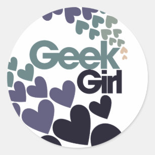 Pegatina Redonda Geek Chica