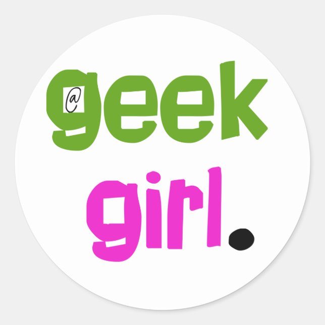 Pegatina Redonda Geek Chica (Anverso)