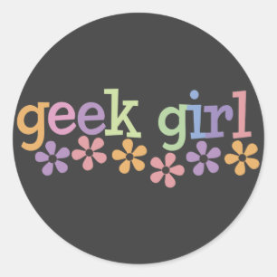 Pegatina Redonda Geek Chica Daisies