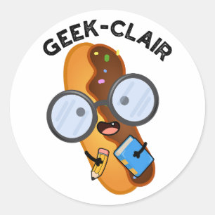 Pegatina Redonda Geek-clair Funny Eclair Pun