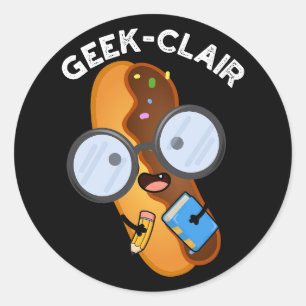 Pegatina Redonda Geek-clair Funny Eclair Pun Dark BG