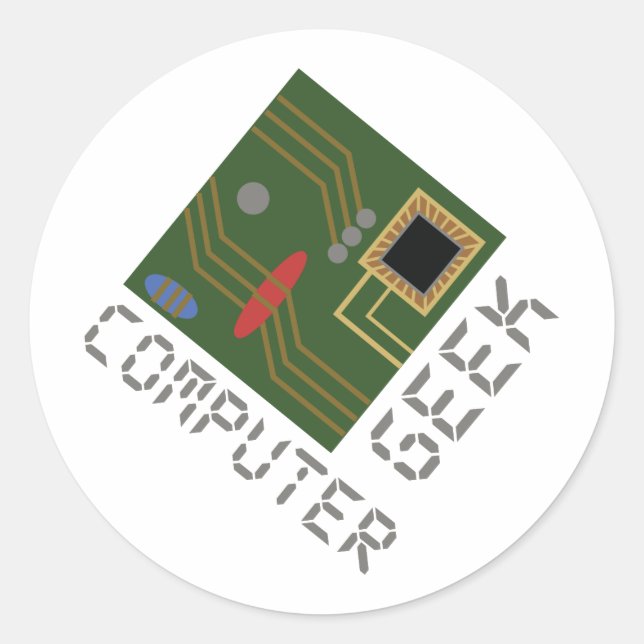 Pegatina Redonda Geek De Computación (Anverso)