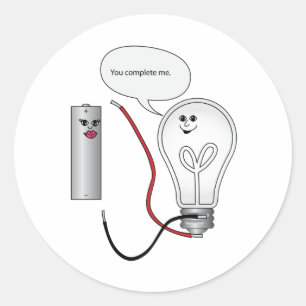 Pegatina Redonda Geek Love You Complete Me Electrical Circuit