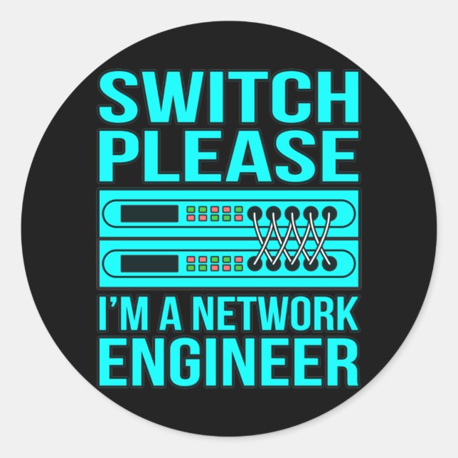 Pegatina Redonda Geek, programador informático de tecnología inform (Anverso)