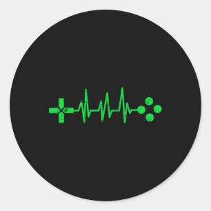 Pegatina Redonda Geeks Heartbeat Gaming