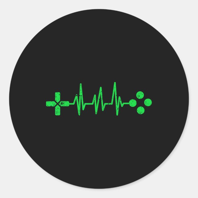 Pegatina Redonda Geeks Heartbeat Gaming (Anverso)