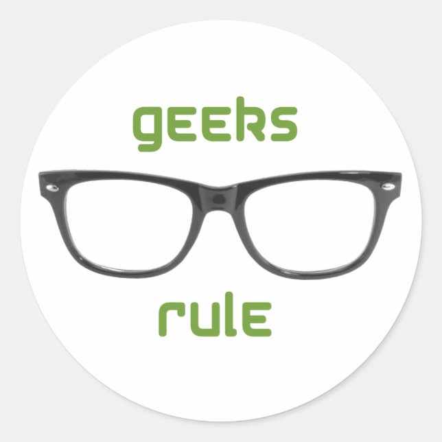 Pegatina Redonda Geeks Rule Eyeglasses (Anverso)