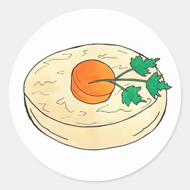 Pegatina Redonda Gefilte Fish Jewish Holidays Shabbat Passover Food (Anverso)