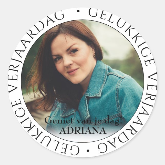 Pegatina Redonda gelukkige verjaardag (Anverso)