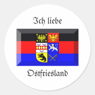 Pegatina Redonda Gema de la bandera de Ostfriesland