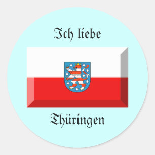 Pegatina Redonda Gema de la bandera de Thuringen