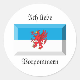 Pegatina Redonda Gema de la bandera de Vorpommern
