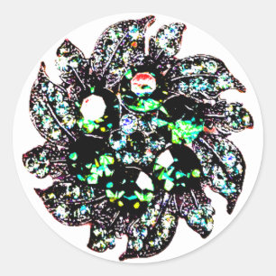 Pegatina Redonda Gemas y joyas