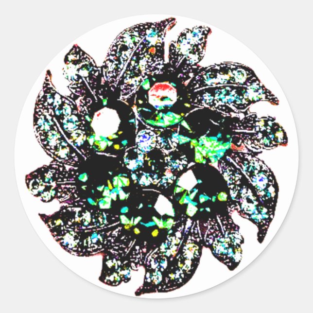 Pegatina Redonda Gemas y joyas (Anverso)