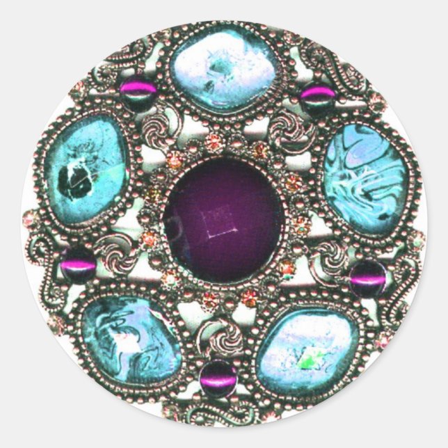 Pegatina Redonda Gemas y joyas (Anverso)