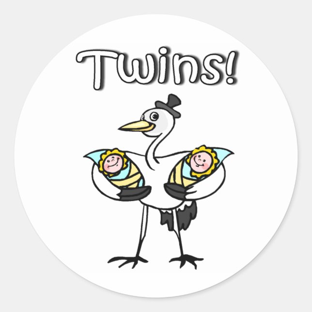 Pegatina Redonda Gemelos (cigüeña) (Anverso)