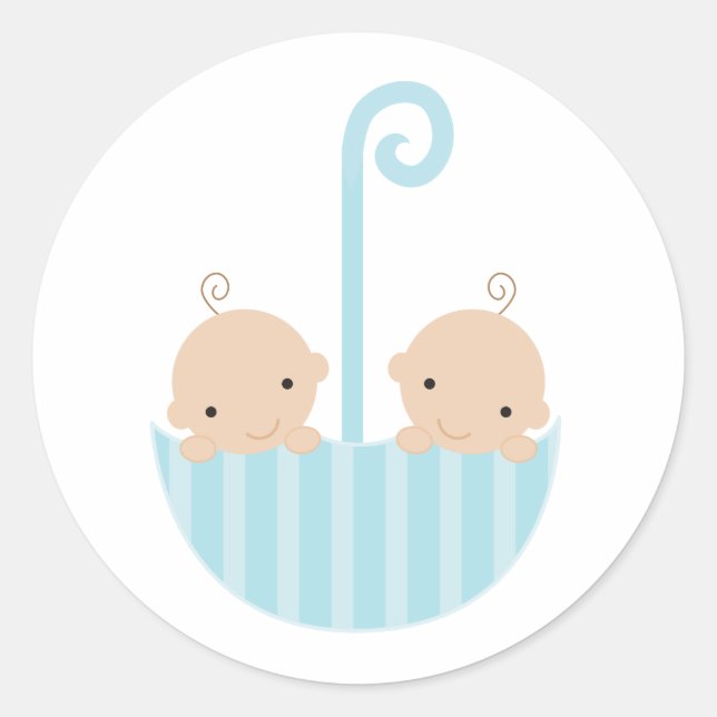 Pegatina Redonda Gemelos en el paraguas (Anverso)