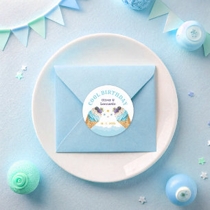 Pegatina Redonda Gemelos Guay Cream Boys Placa de papel de cumpleañ